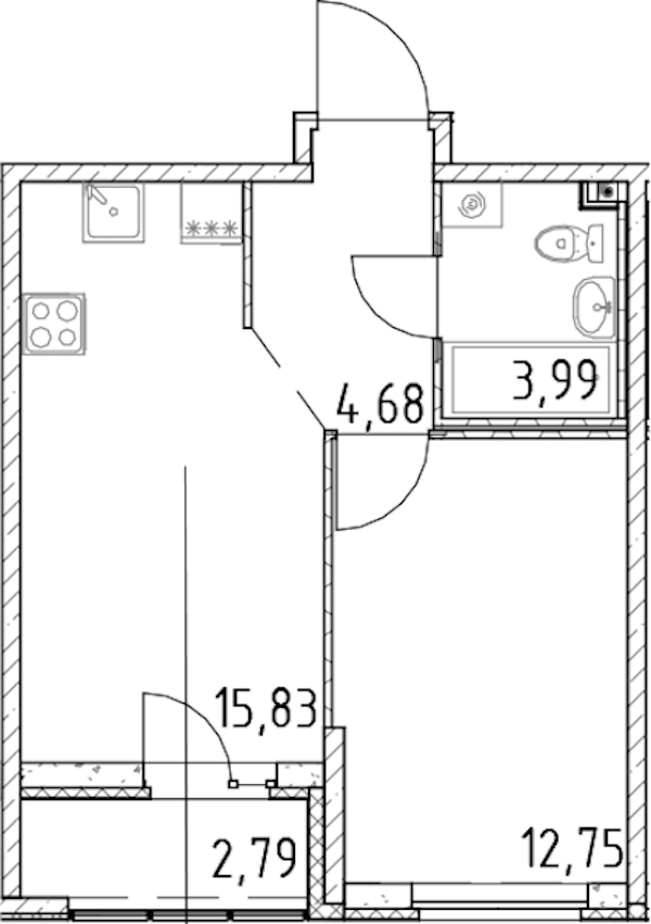 1-комнатная квартира 37.25 м², 11/23 эт., ЖК «Город Первых»